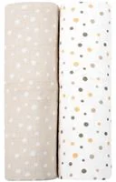 Pelinci de muselina KikkaBoo Swaddle Dots Beige, 80x80 cm, 2 buc.