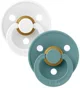 Set 2 suzete rotunde din latex BIBS Colour White/Island Sea (6-18 luni) foto