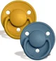 Set 2 suzete rotunde din silicon BIBS De lux Mustard/Petrol (0-36 luni) foto