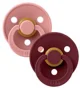 Set 2 suzete rotunde din latex BIBS Colour Dusty Pink/Elderberry (0-6 luni)