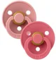 Set 2 suzete rotunde din latex BIBS Colour Dusty Pink/Coral (0-6 luni)