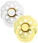 Set 2 suzete rotunde din latex BIBS Boheme White/Sunshine (0-6 luni)