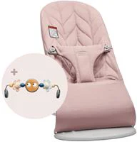Кресло-шезлонг BabyBjorn Bliss Dusty Pink, хлопок с развивающий игрушкой