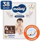 Scutece Moony Natural marimea L (9-14 kg), 38 buc.