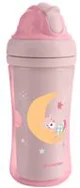 Cana cu pai KikkaBoo Moony me Pink, 220 ml