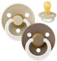 Set 2 suzete rotunde din latex fosforescente BIBS Colour Glow Vanilla/Dark Oak (18-36 luni) foto