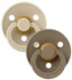 Set 2 suzete rotunde din latex BIBS Colour Vanilla/Dark Oak (18-36 luni)