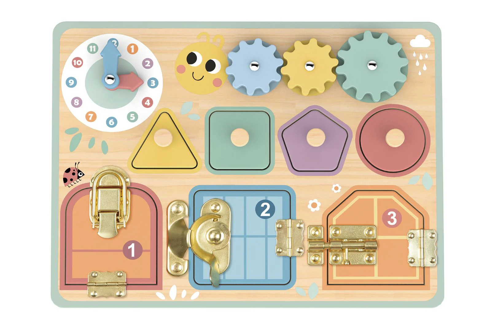 image for Интерактивная игрушка Tooky Toy Busyboard Doors and Gears foto