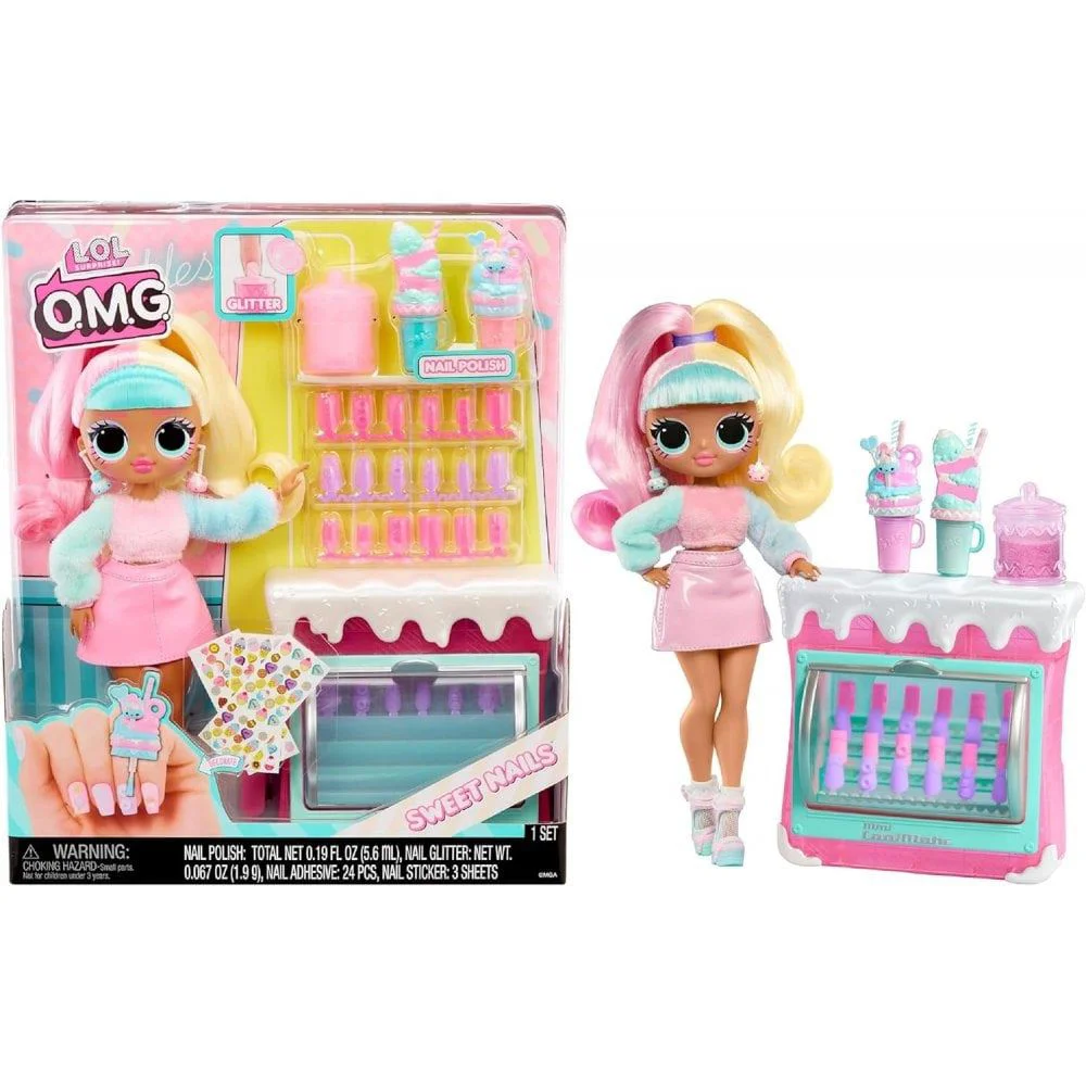 Set de joaca cu papusa L.O.L. Surprise! seria O.M.G Sweet Nails - Candy