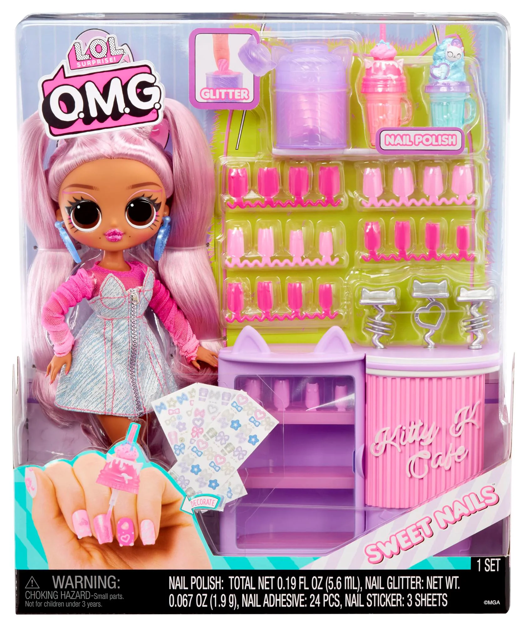 Set de joaca cu papusa L.O.L. Surprise! seria O.M.G Sweet Nails - Kitty K Cafe