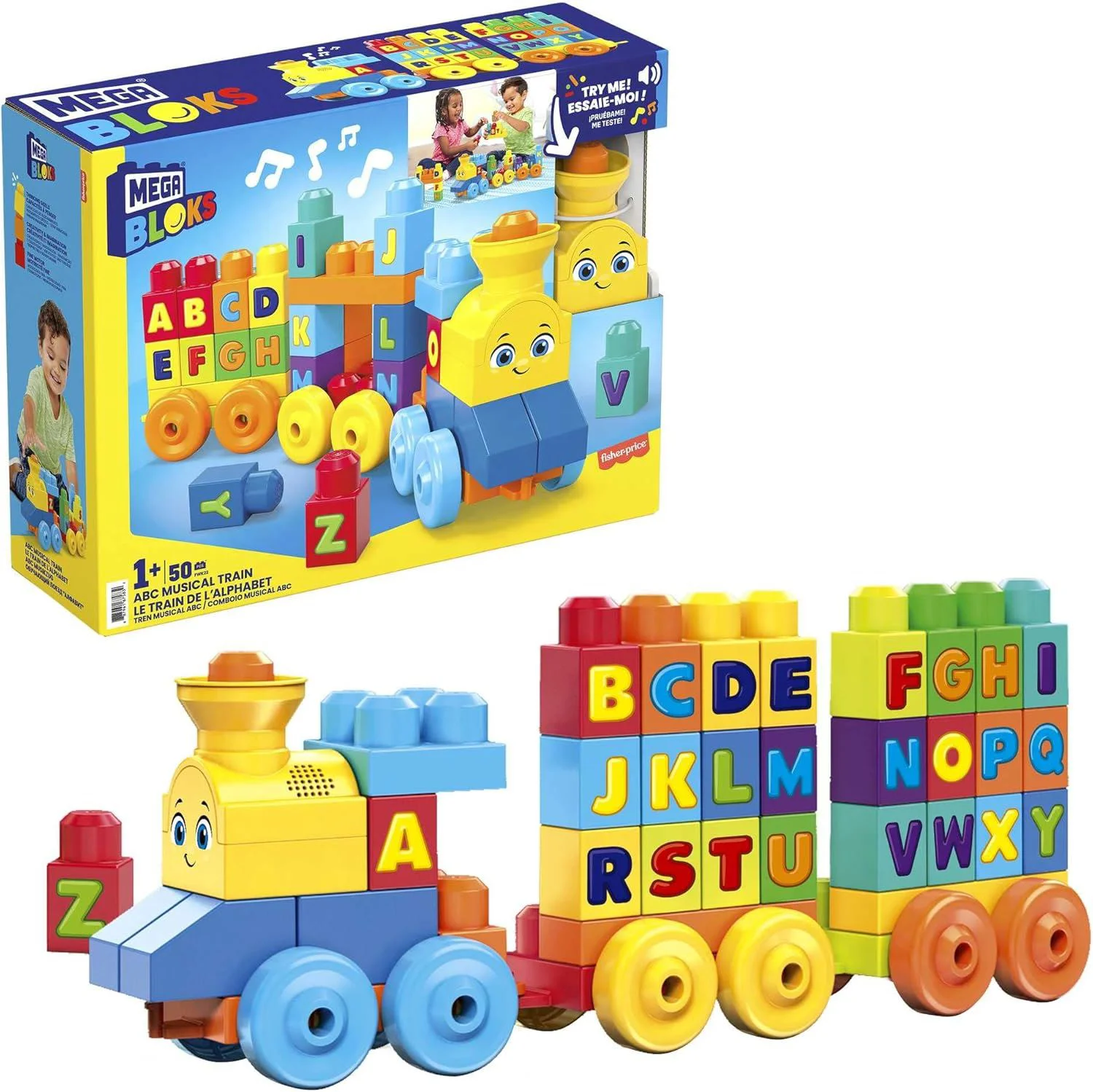 Trenulet muzical Mega Bloks, 50 piese