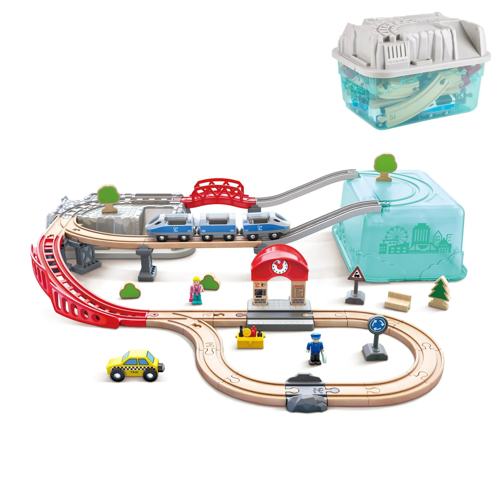 image for Игровой набор Hape - Поезд с коробкой для хранения foto