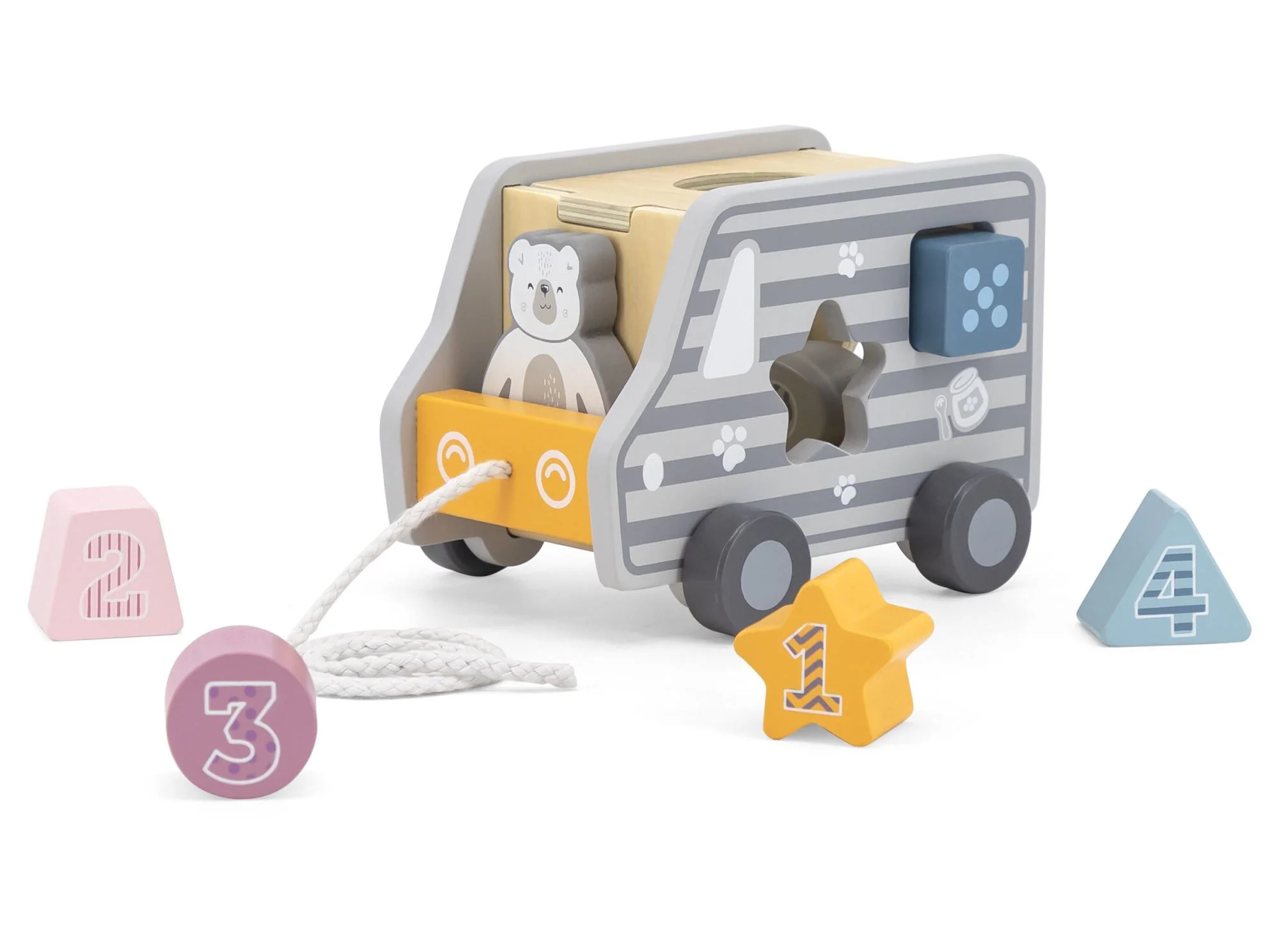 Деревянный игрушечный грузовик Pull-Along Shape Sorting Truck PolarB foto