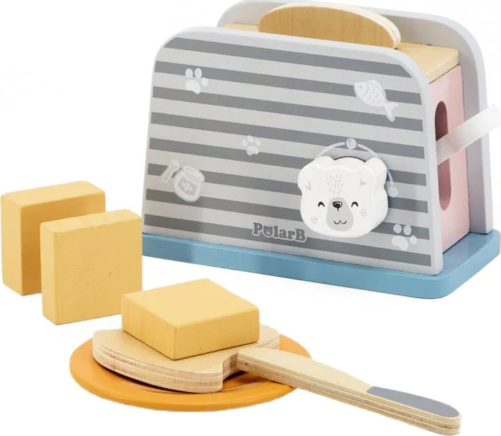 Toaster din lemn pentru copii, 8 piese