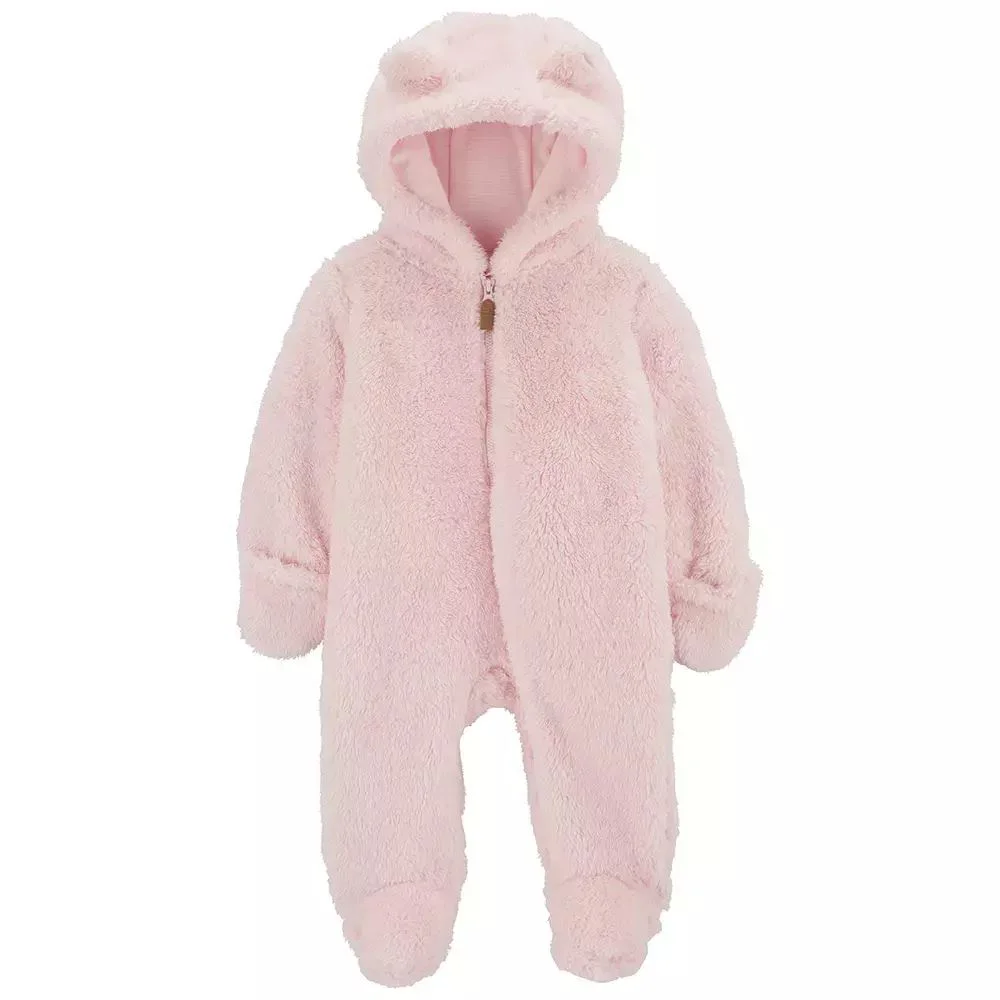 Carter's Salopeta sherpa cu gluga Pink