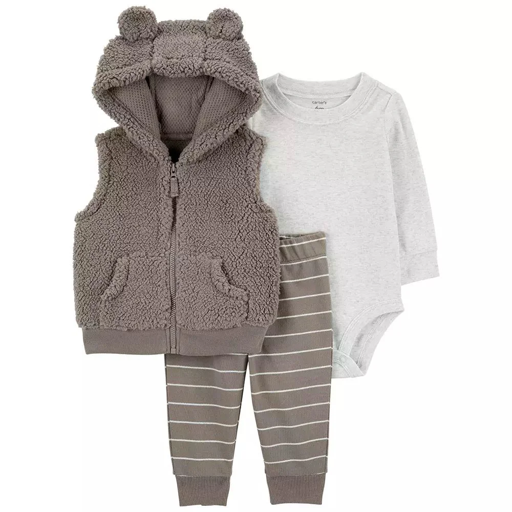 Carter's Set 3 piese - Vesta sherpa, body si pantaloni foto