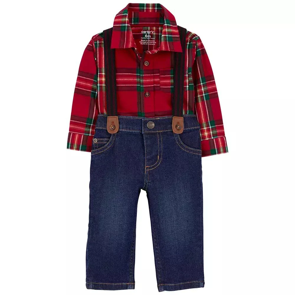 Carter's Set 3 piese Body tip camasa, pantaloni si bretele