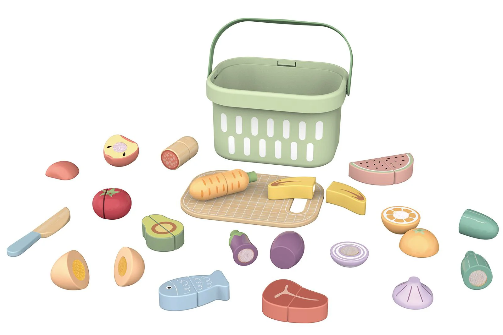 Set din lemn Tooky Toy Taiere: Legume si Fructe, 31 el. foto