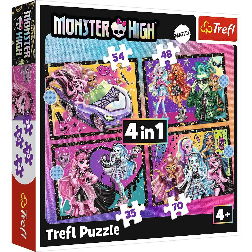 Puzzle Trefl 4 in 1 An electrifying day at Monster High foto