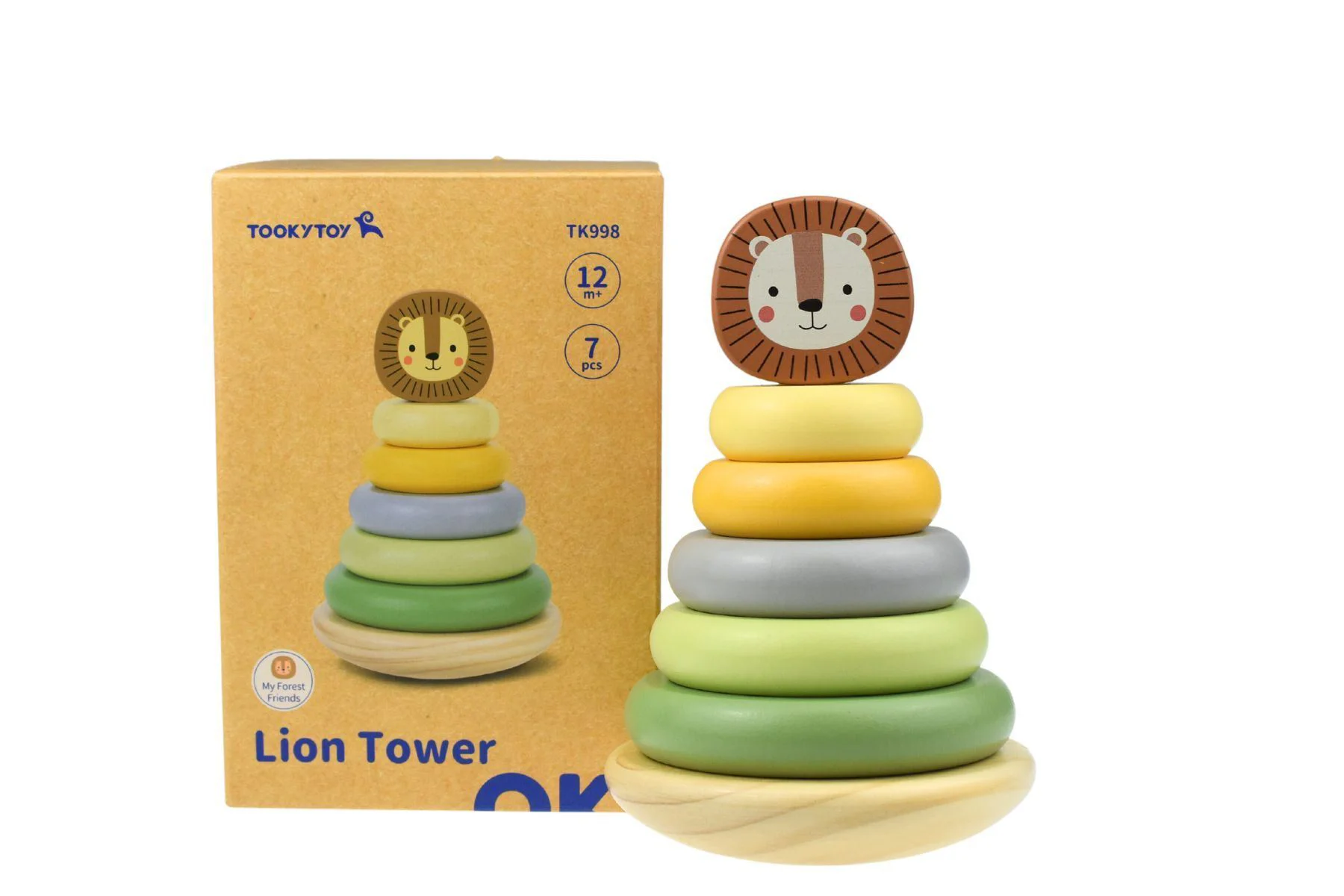 image for Деревянная игрушка Tooky Toy Пирамида Лев, 7 эл. foto