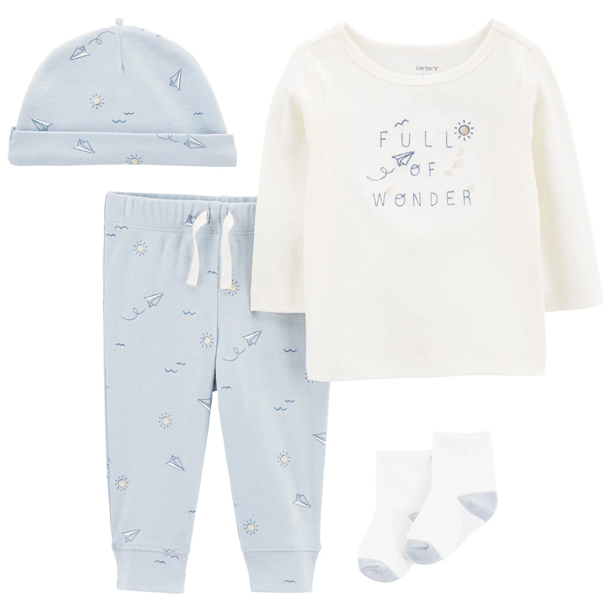 Carter's Set 4 piese bebelus Pantaloni, bluza, caciulita si sosete foto