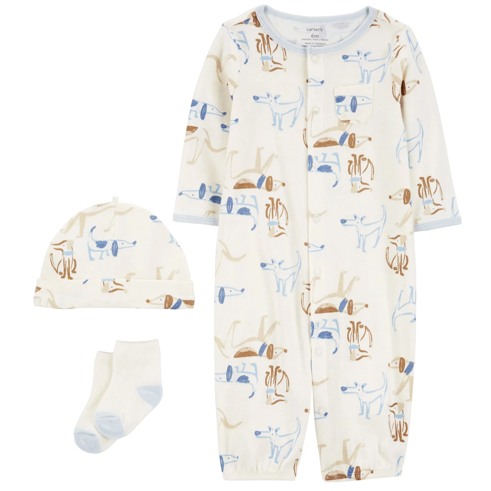 Carter's Set 3 piese Catelusi - Pijama transformabila, caciulita si sosete foto