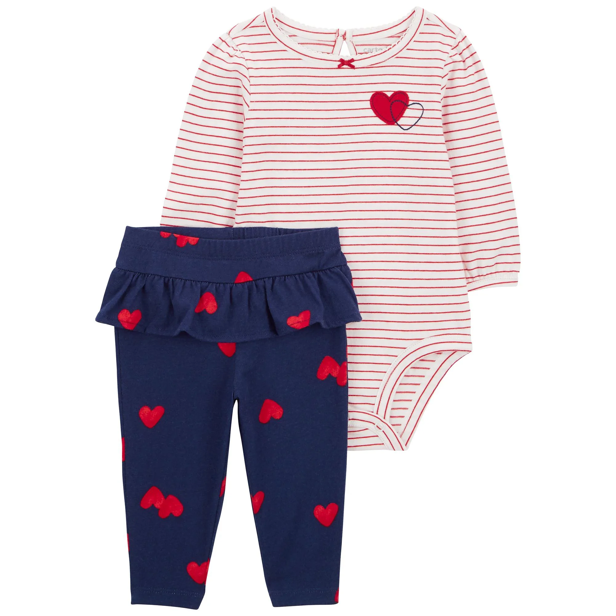 Carter's Set 2 piese bebe Pantaloni si body cu inimioare foto