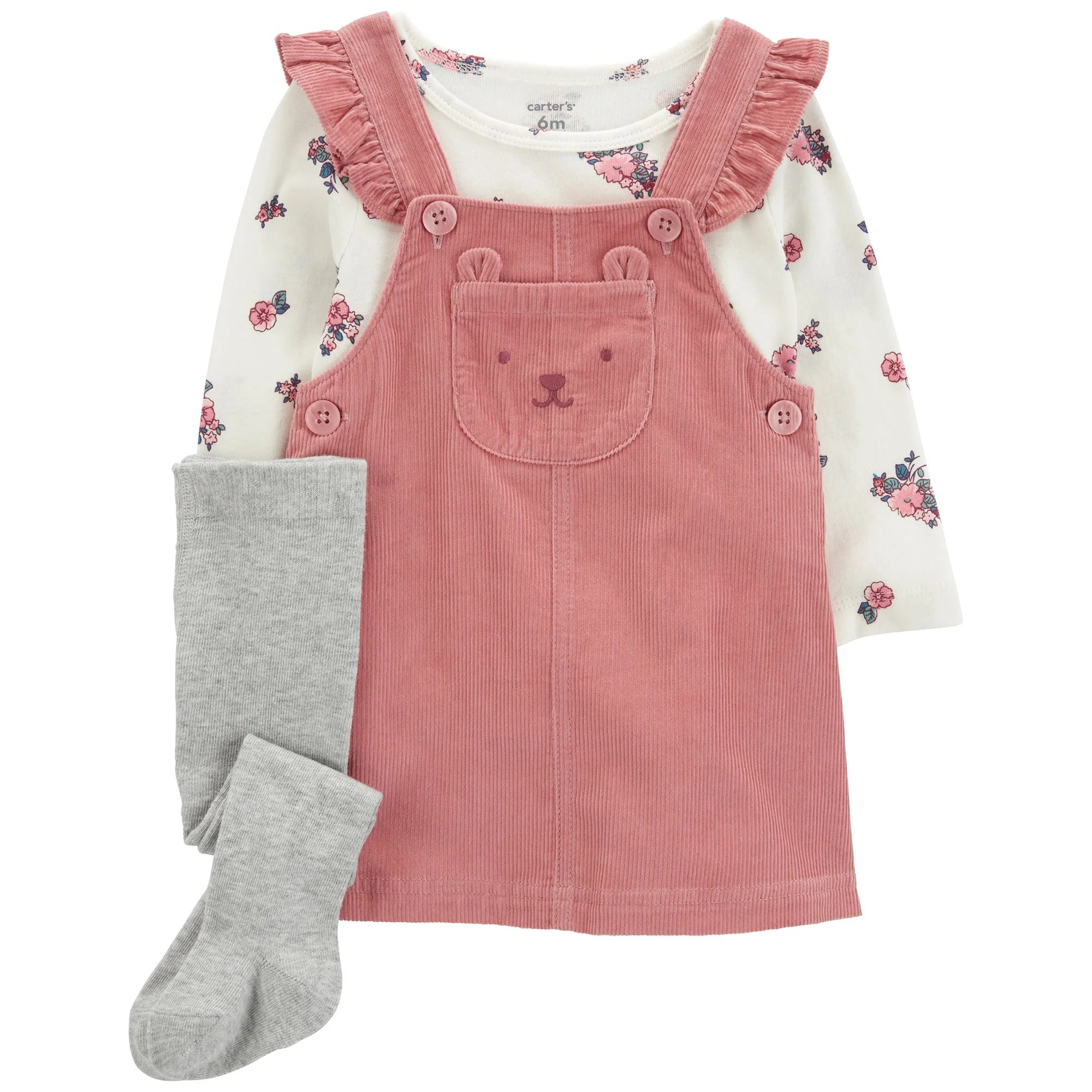 Carter's Set 3 piese Sarafan, bluza si ciorapei Flori