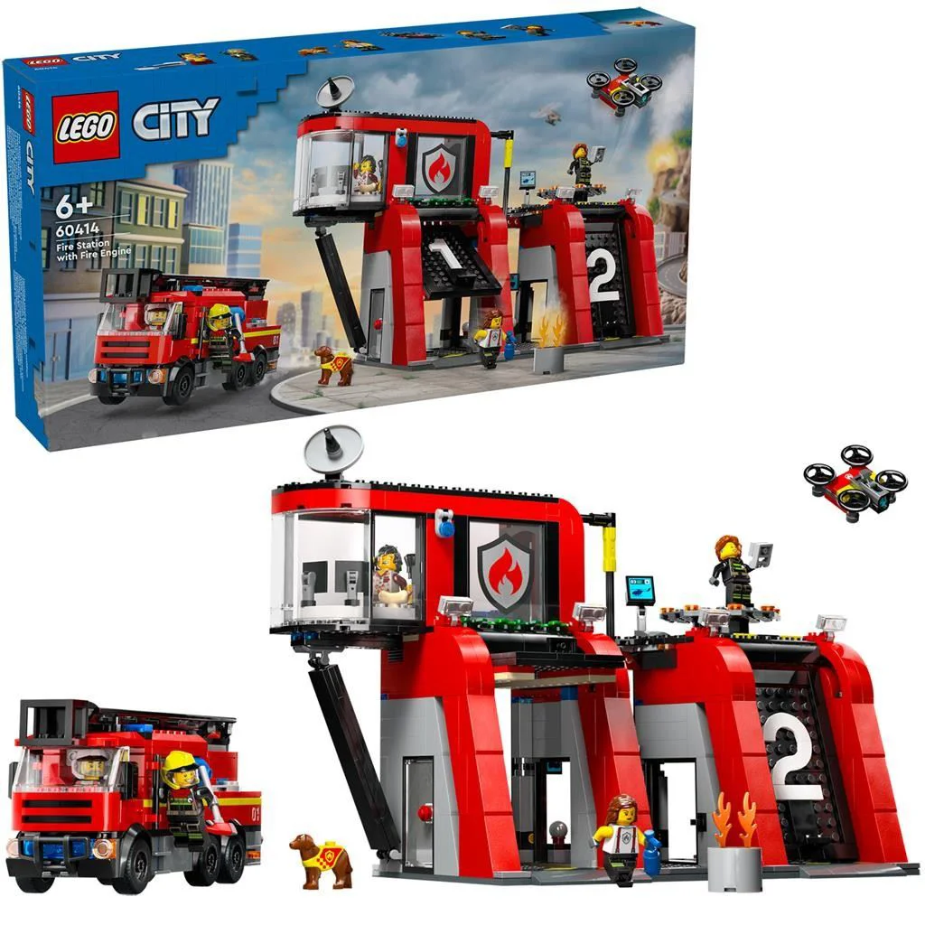 image for Set de constructie LEGO City Statie si camion de pompieri, 843 el. foto