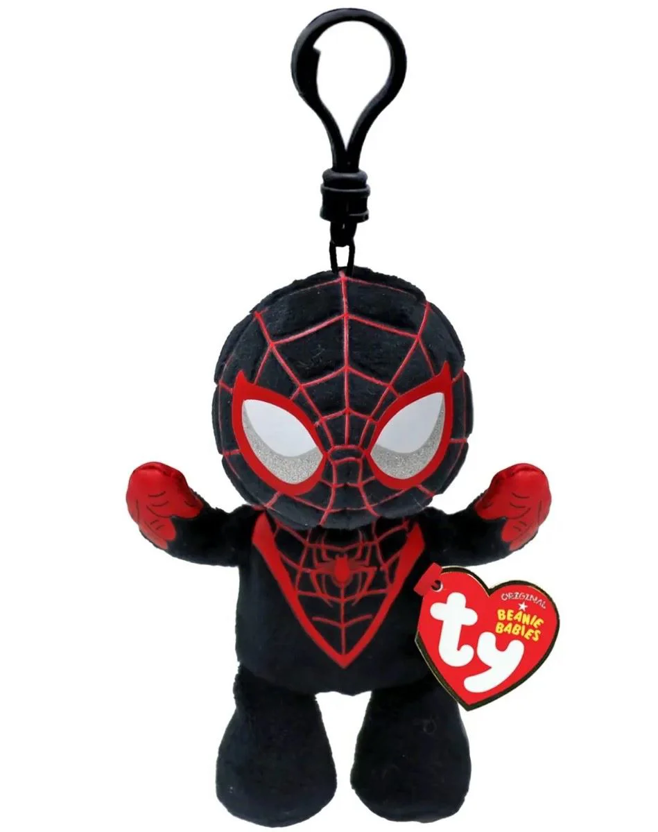 Breloc TY Beanie Babies Clip Miles Morales, 12 cm