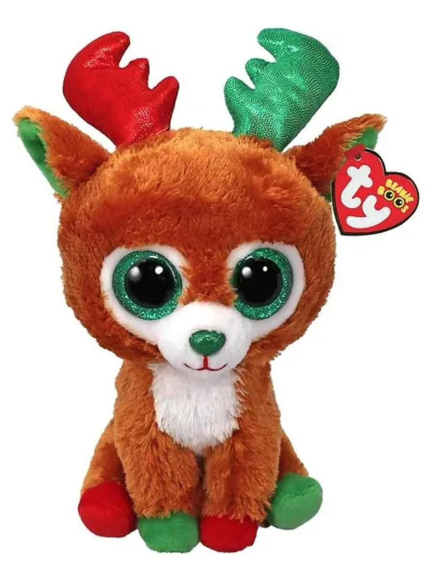 Jucarie de plus TY Beanie Boos Renul maro Tinseltoes, 15 cm foto