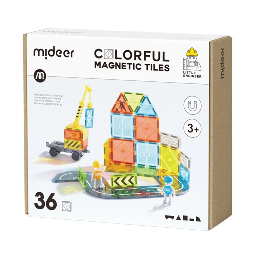 Set de constructie magnetic Mideer "Micul arhitect", 36 piese