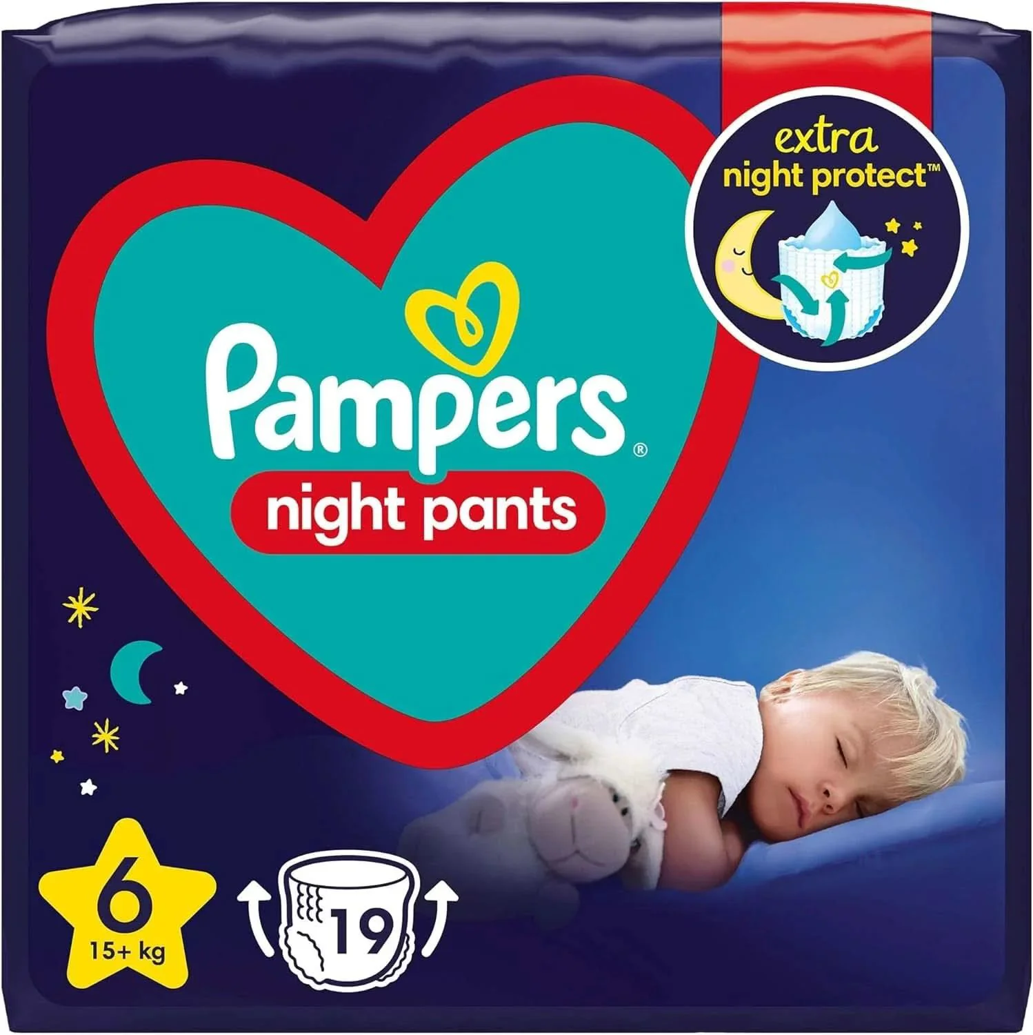 Chilotei de noapte Pampers Night Pants marimea 6 (15+ kg), 19 buc.