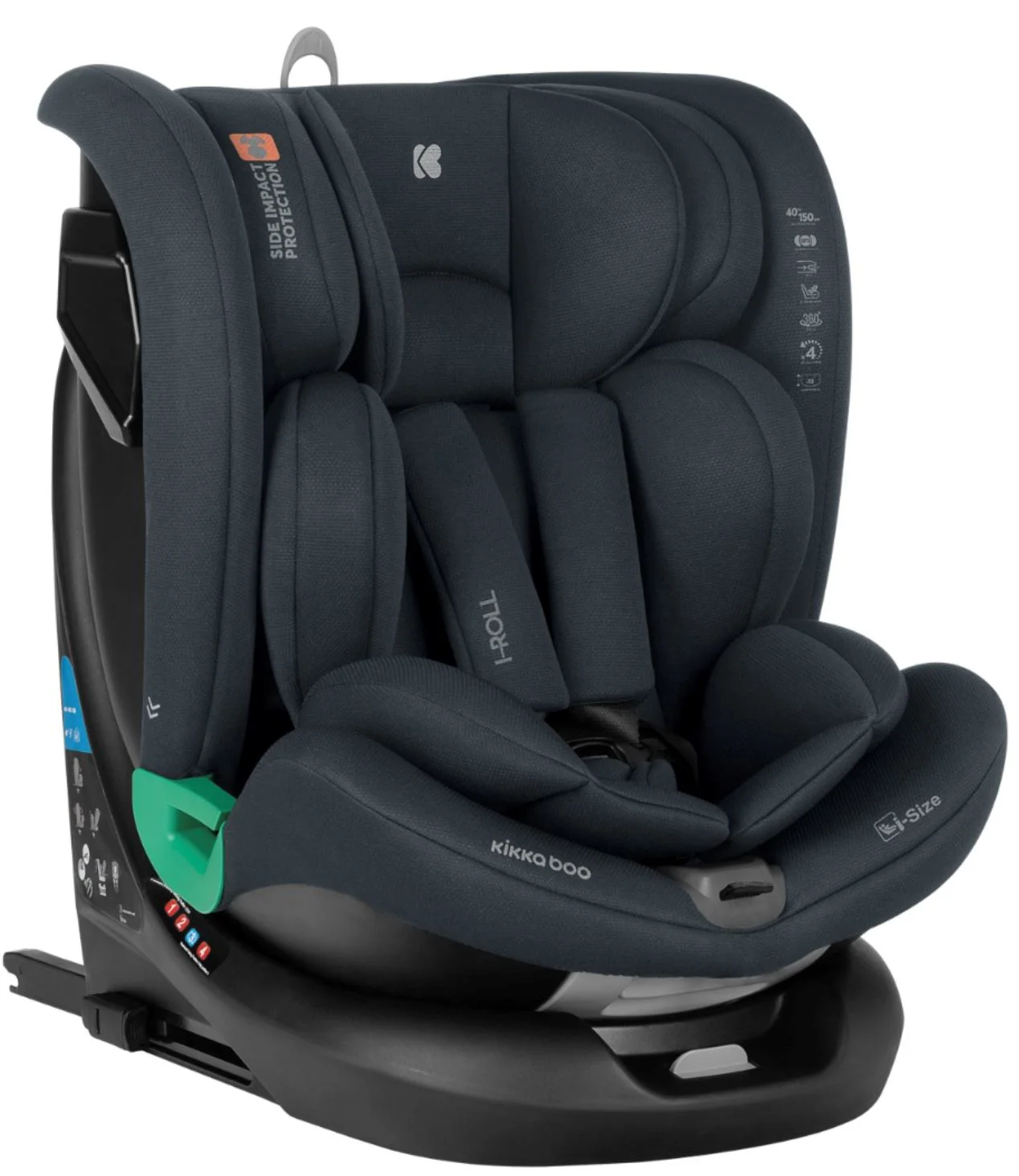 Вращающееся автокресло с изофиксом KikkaBoo i-Roll Dark Grey, 40-150 см