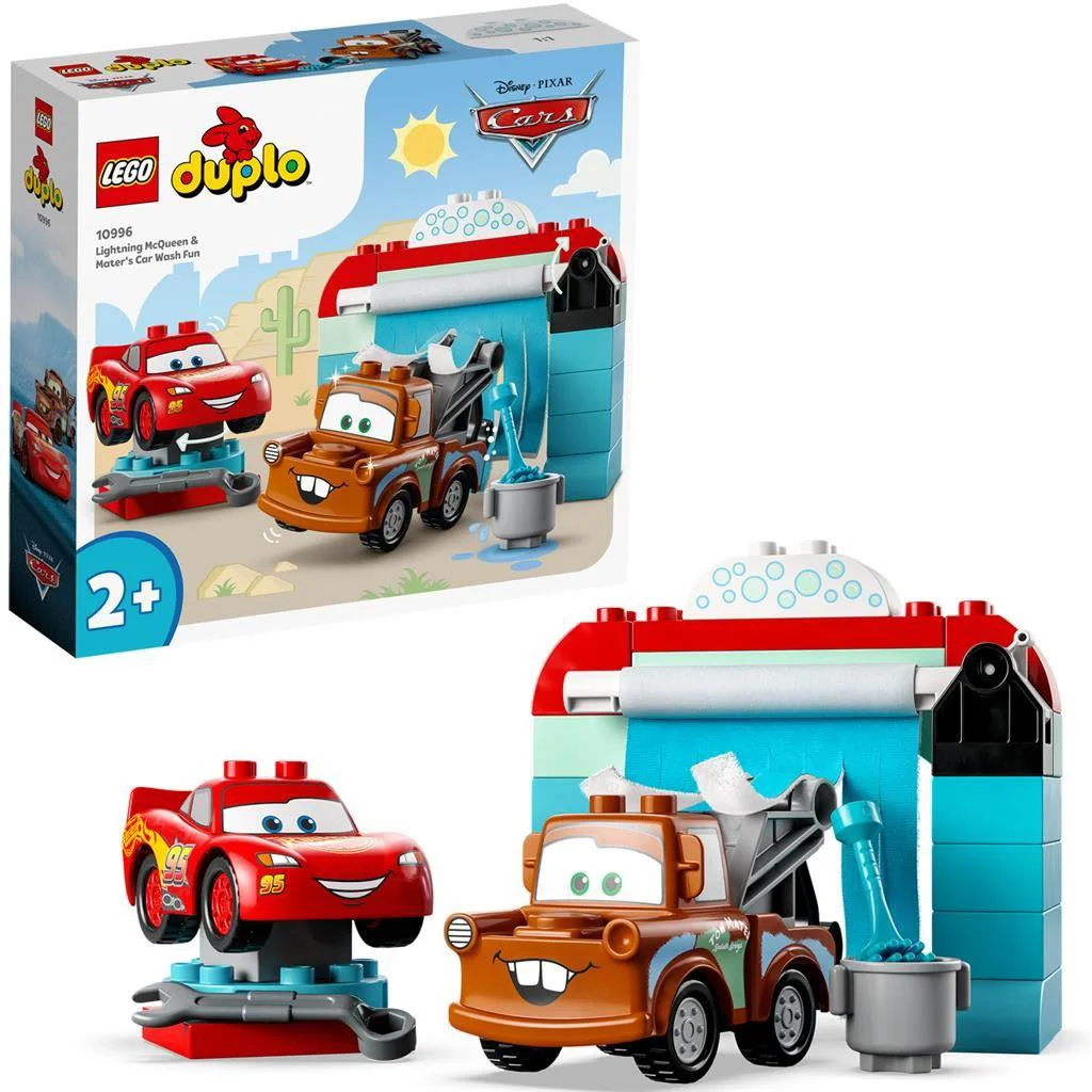 Constructor LEGO Duplo Distractie la spalatorie cu Fulger Mcqueen si Mater, 29 el.