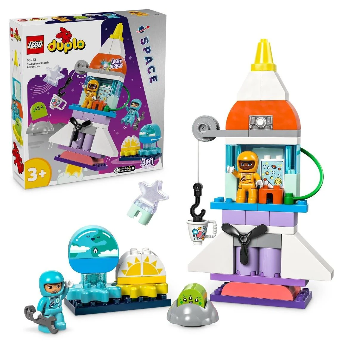image for Set de constructie 3 in 1 LEGO Duplo Aventura cu naveta spatiala, 58 el. foto