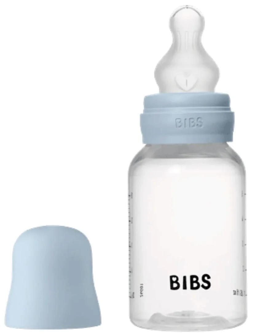 Пластиковая антиколиковая бутылочка BIBS Baby Blue с силиконовой соской 0+ мес, 150 мл