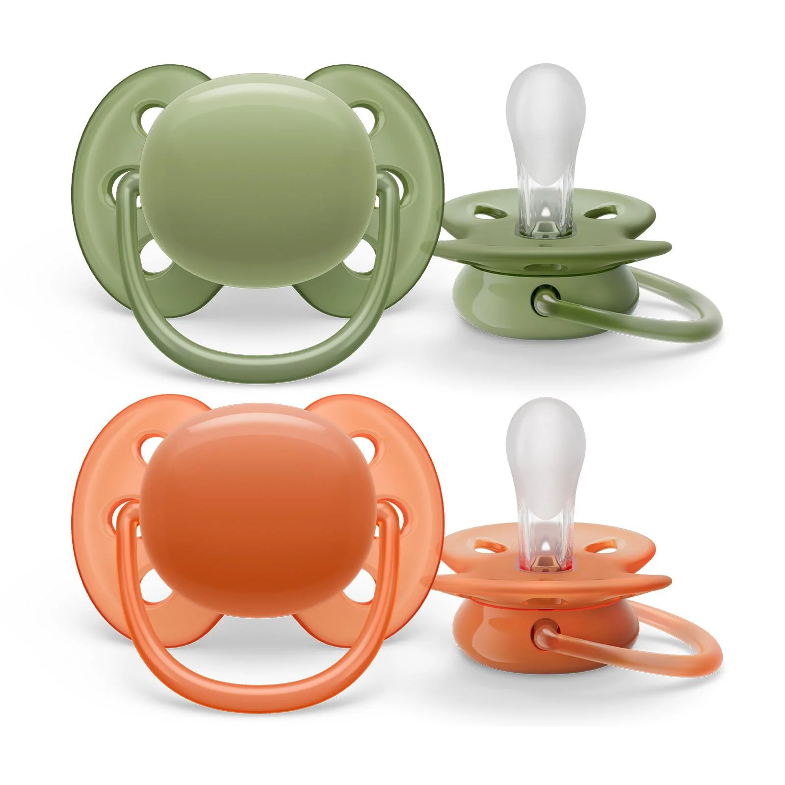 Suzeta din silicon Philips Avent Ultra Soft Girl portocalie si verde (0-6 luni), 2 buc. foto