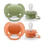 Suzeta din silicon Philips Avent Ultra Soft Girl portocalie si verde (0-6 luni), 2 buc. foto
