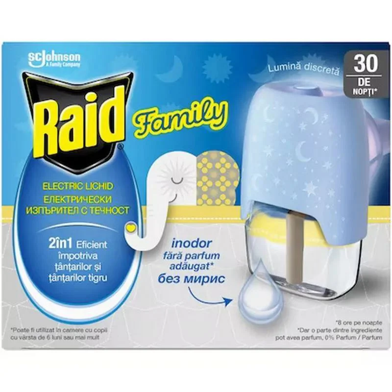 Aparat impotriva tantarilor electric Raid Family Liquid, 30 nopti