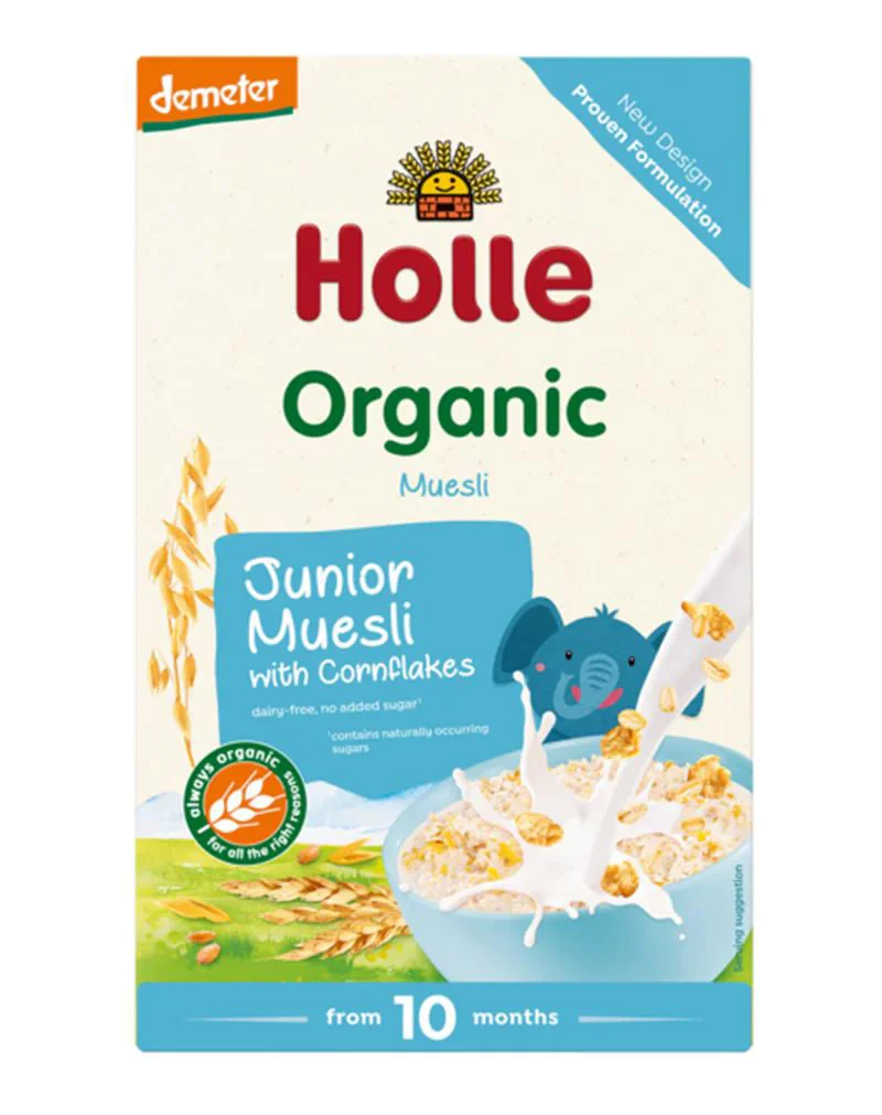 Terci organic Holle Junior Multicereale Musli cu fulgi de porumb (10+ luni), 250 g