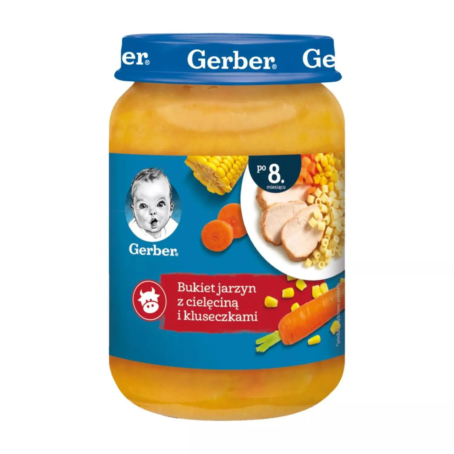 Пюре Gerber Микс из овощей с телятиной и пастой (8+ мес.), 190 г.