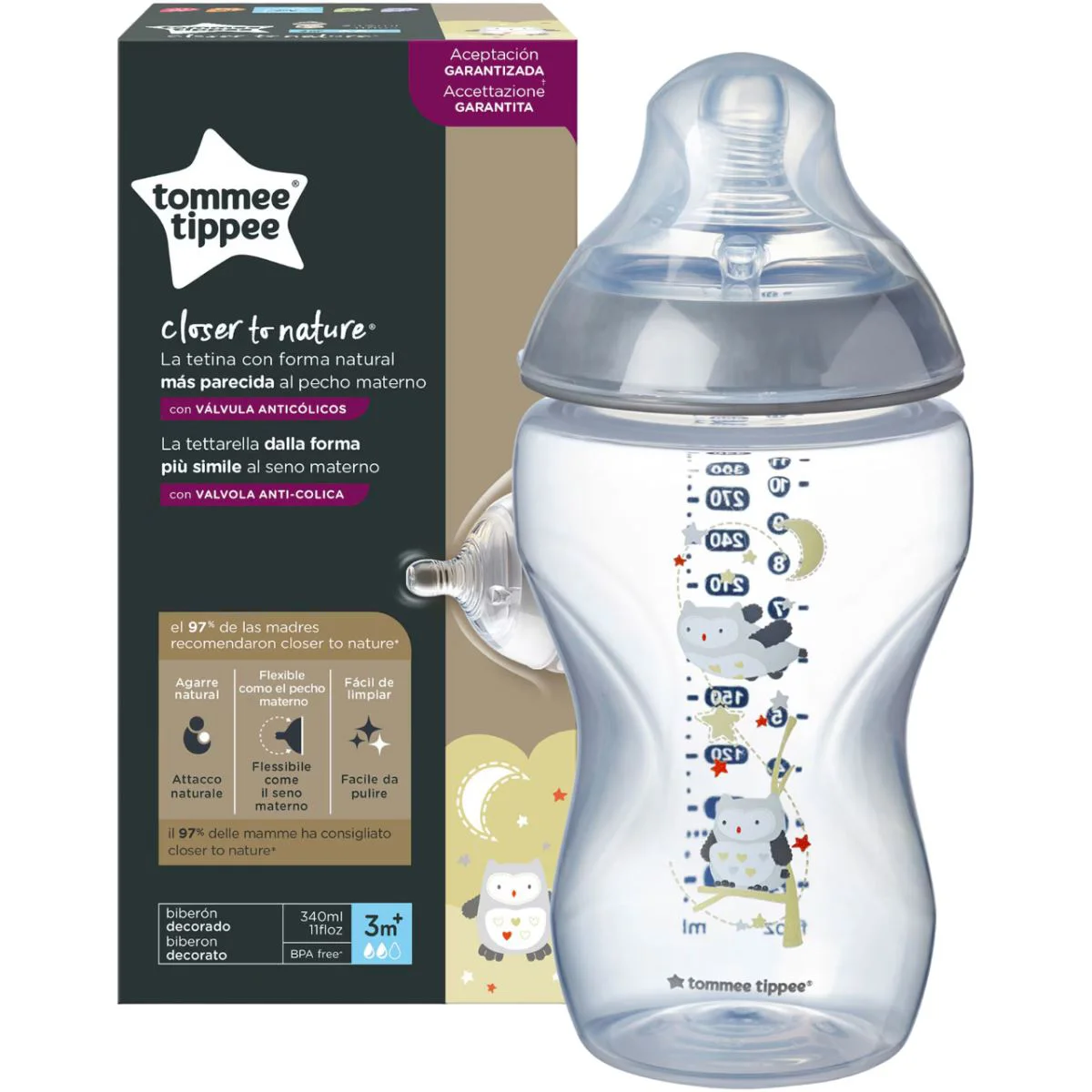 Biberon Tommee Tippee Bufnita (3+ luni), 340 ml