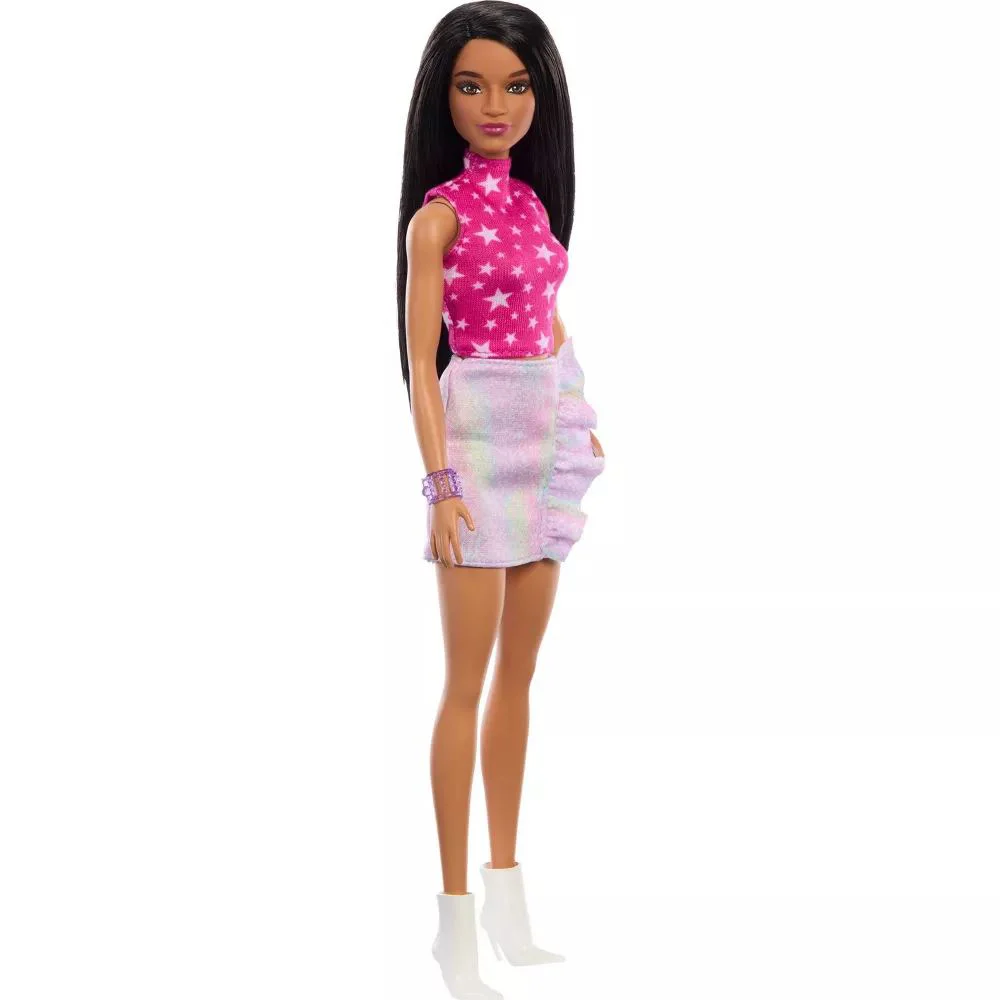 Кукла Barbie "Модница с черными волосами и иридесцентной юбкой"