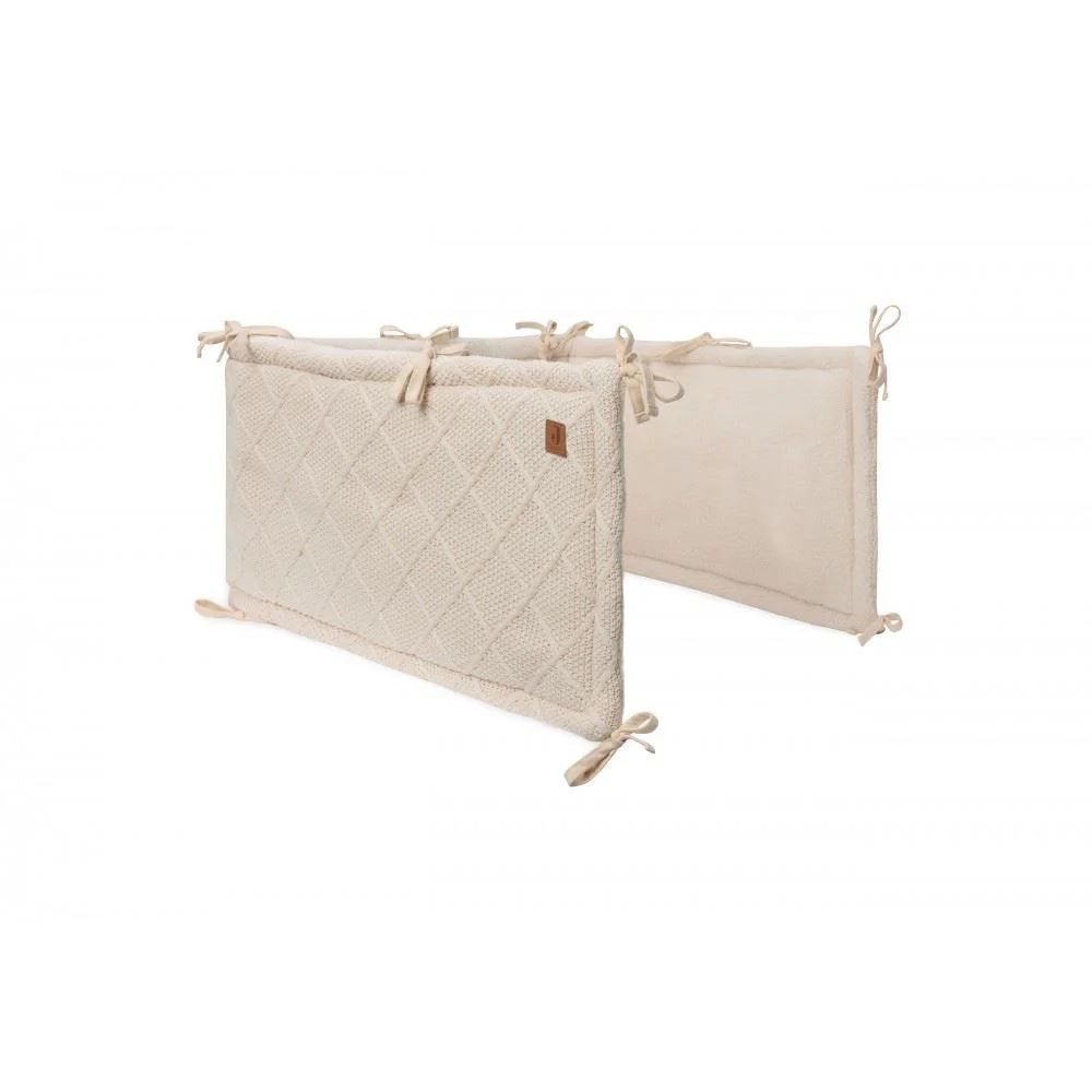 Aparator lateral pentru patut Jollein Check Knit Oatmeal, 180x30 cm