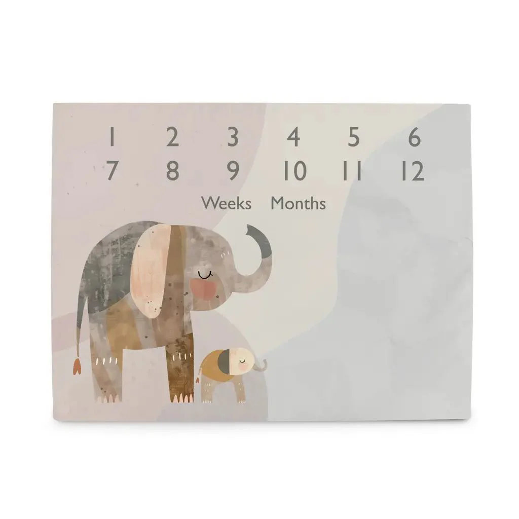 Covoras Milestone Mat Ceba Baby Basic Elephant Family, 92x72 cm