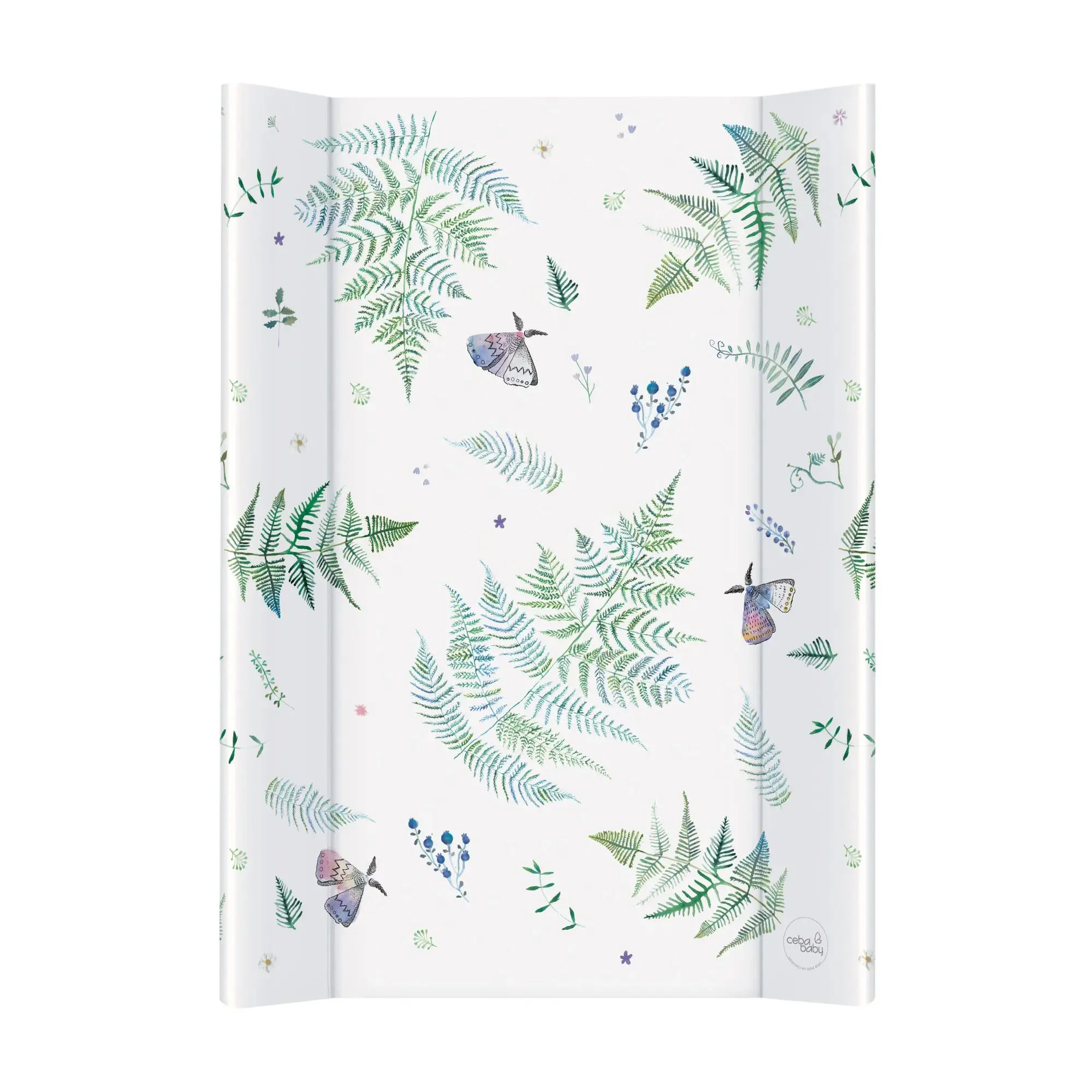 Saltea de infasat tare pe 2 parti Ceba Baby Comfort Watercolor Polypody, 70x50 cm