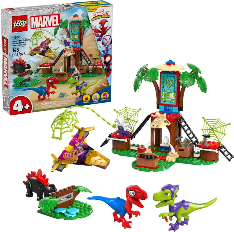 LEGO Marvel - Infruntarea dintre dinozaurii Spidey si Gobby la casa-sediu din copac foto