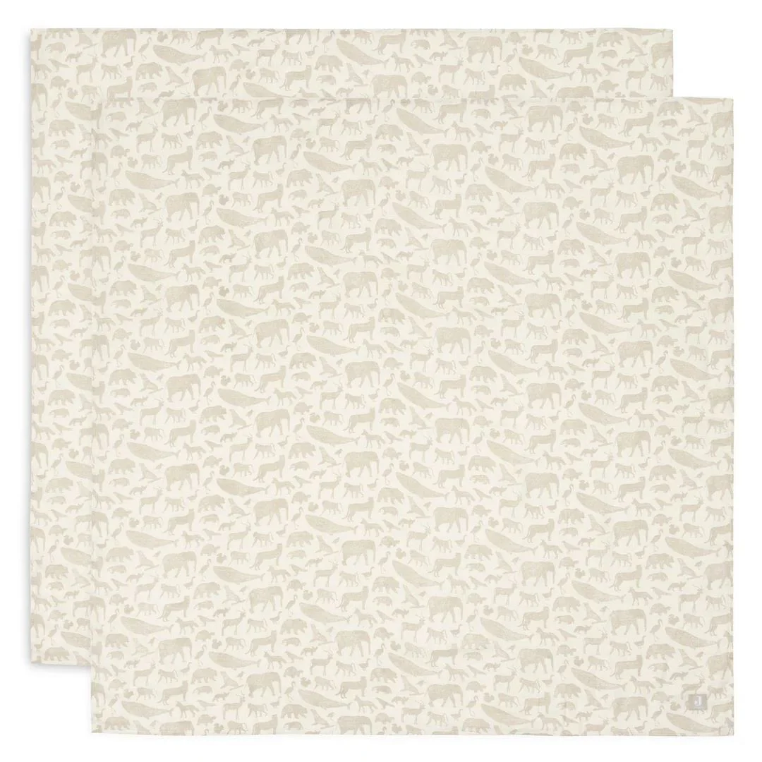 Муслиновые пеленки Jollein Animals Nougat, 115x115 см, 2 шт.