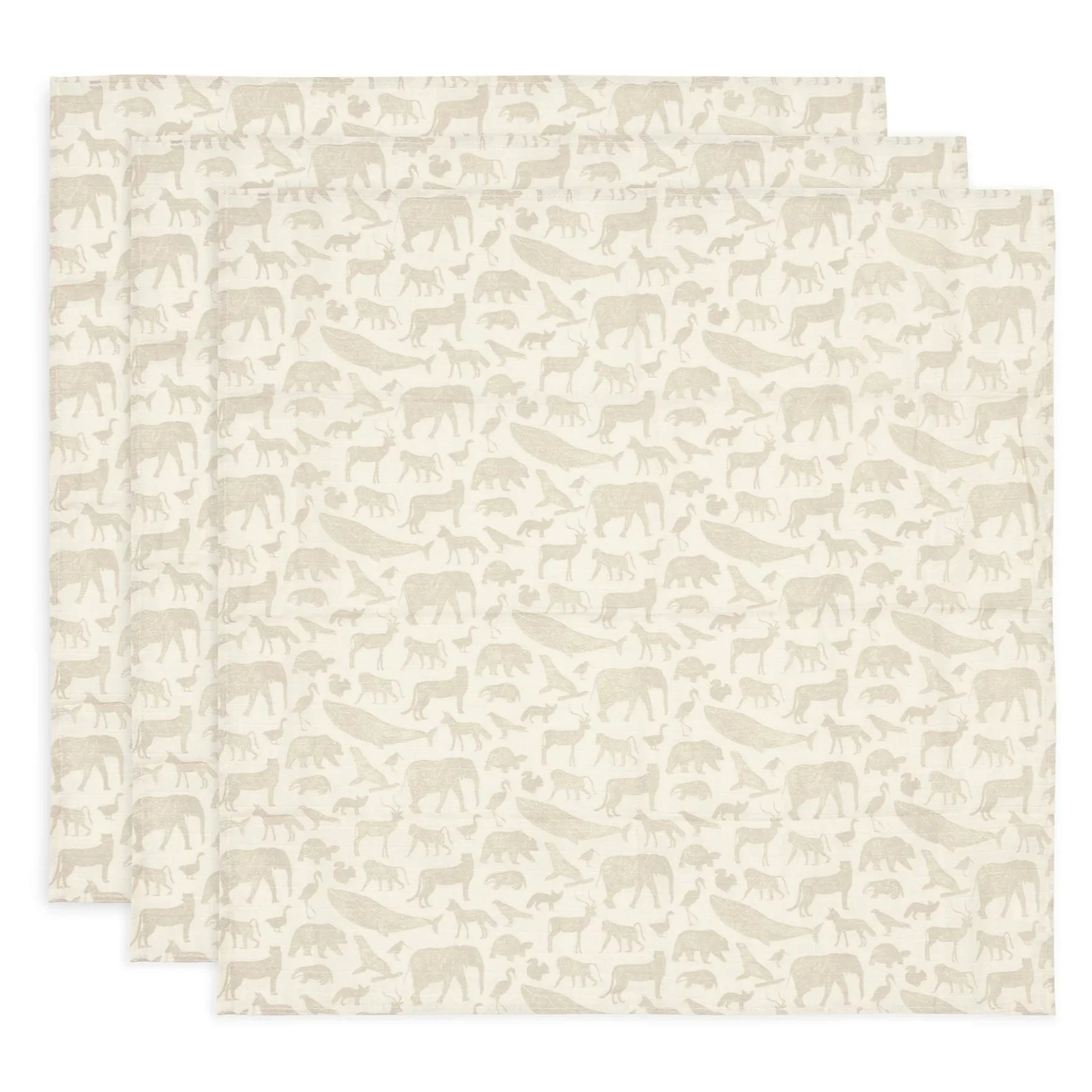Pelinci de muselina Jollein Animals Nougat, 70x70 cm, 3 buc.